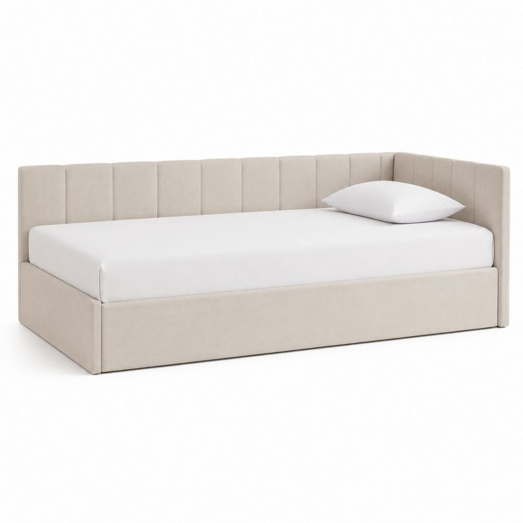 Tagesbett mit Rücken- und Seitenteilen Beige Polyester-Samt 90 x 200 cm