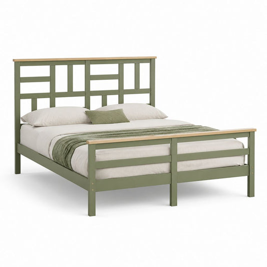 Doppelbett Bettgestell Grün aus massivem Kiefernholz 160 x 200 cm