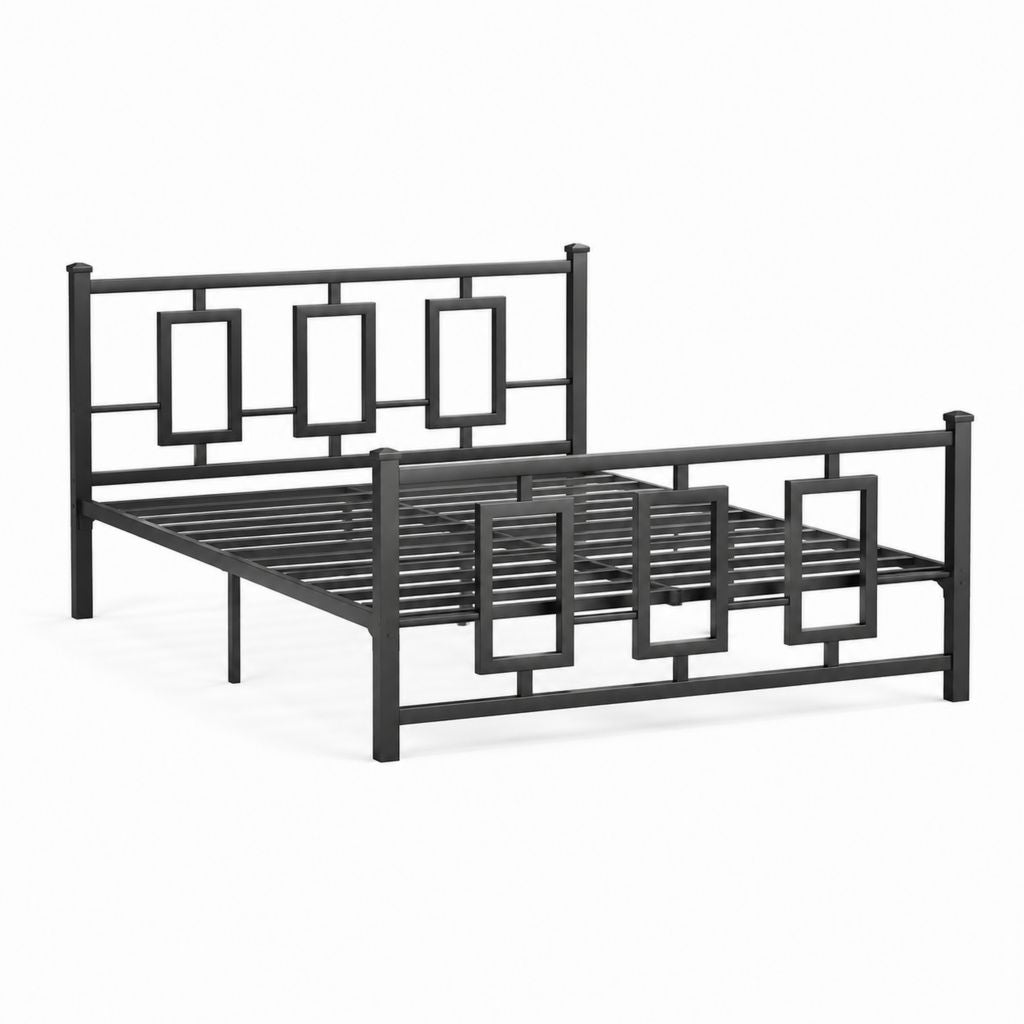 Metallbett Bettgestell Schwarz Stahl Rechteckig 160 x 200 cm