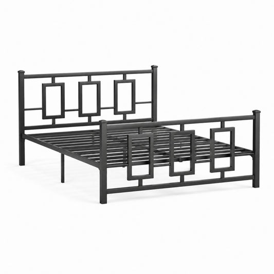 Metallbett Bettgestell Schwarz Stahl Rechteckig 160 x 200 cm