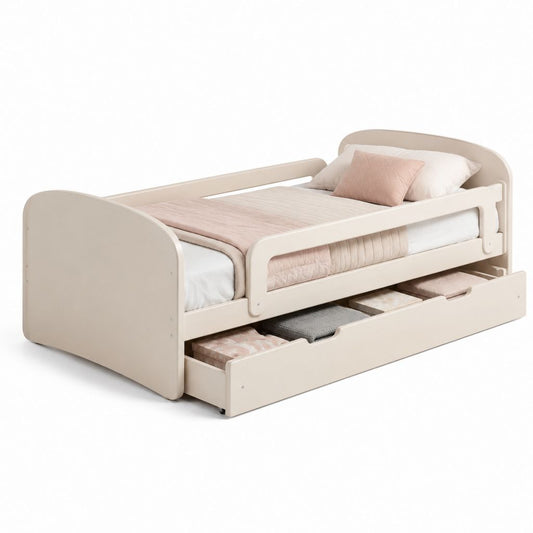 Kinderbett mit Rausfallschutz und Schublade Beige MDF rechteckig 140 x 70 cm