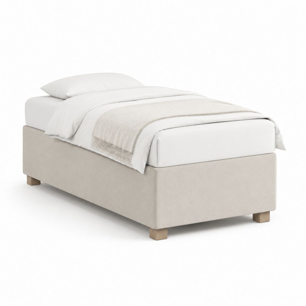 Polsterbett Einzelbett Beige mit Polyesterbezug Rechteckig 90 x 200 cm