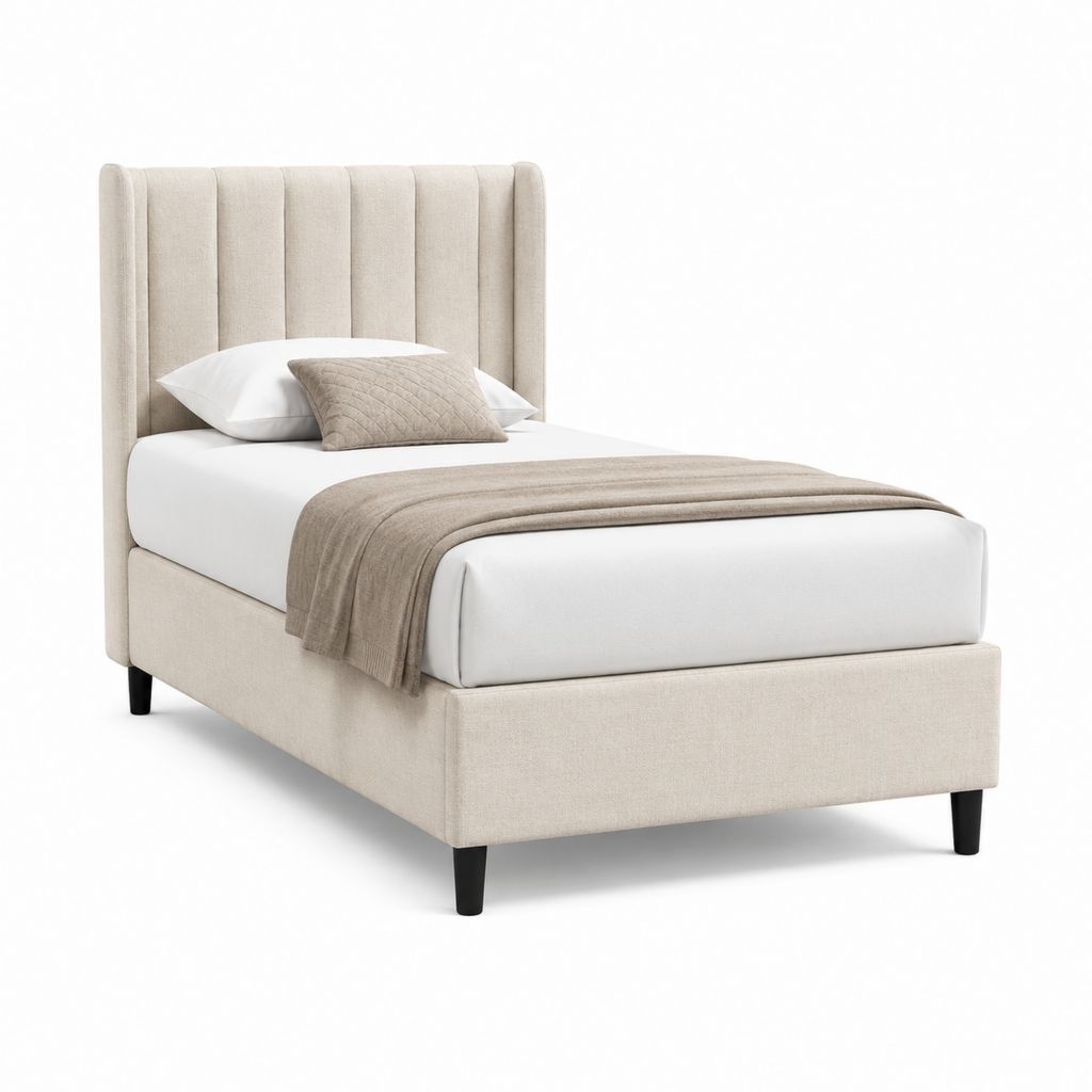 Polsterbett Einzelbett Beige Polyester Rechteckig 90 x 200 cm