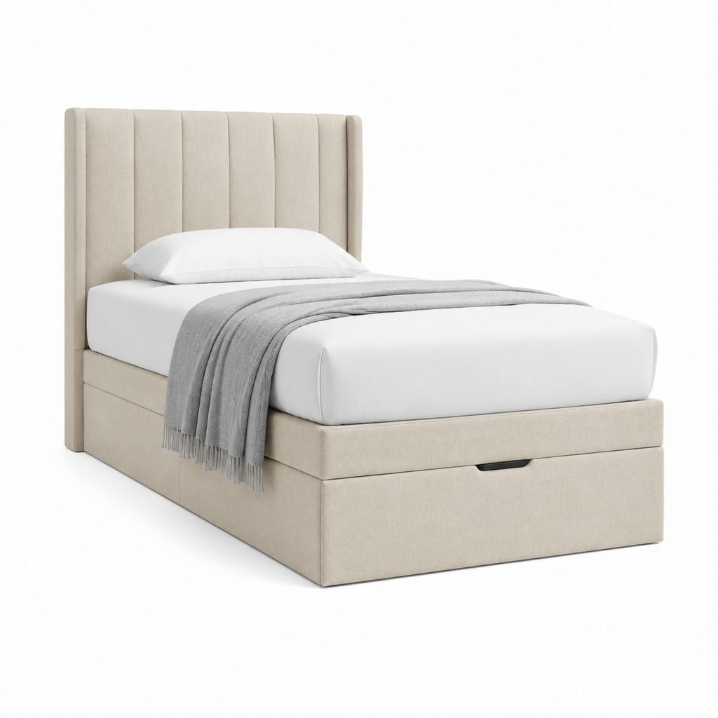 Polsterbett mit Schublade Beige Polyester 90 x 200 cm