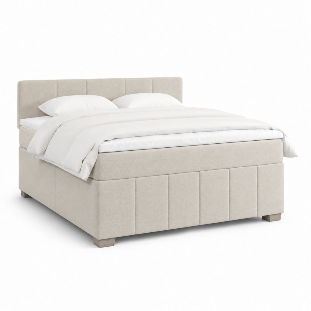 Polsterbett Doppelbett Beige mit Polyesterbezug 180 x 200 cm