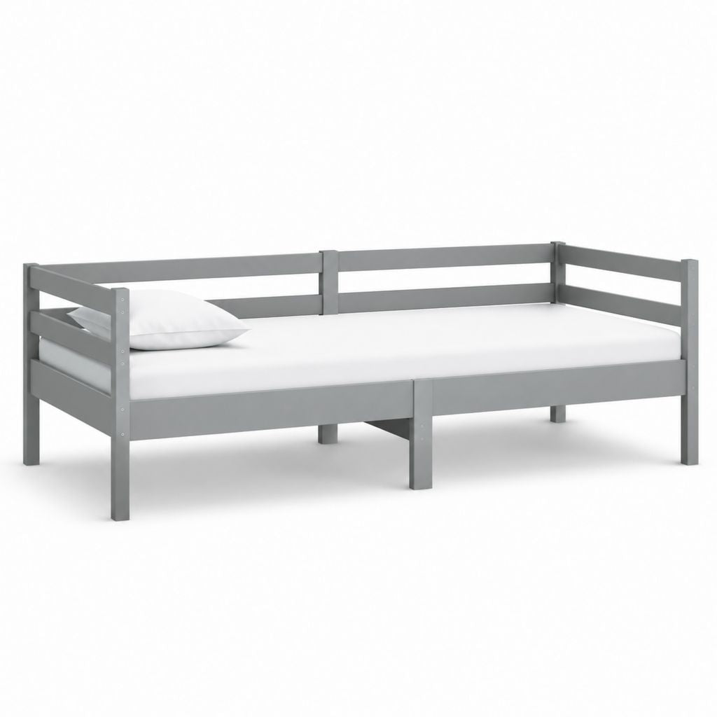 Tagesbett Bettgestell Grau Massives Kiefernholz Rechteckig 90 x 200 cm
