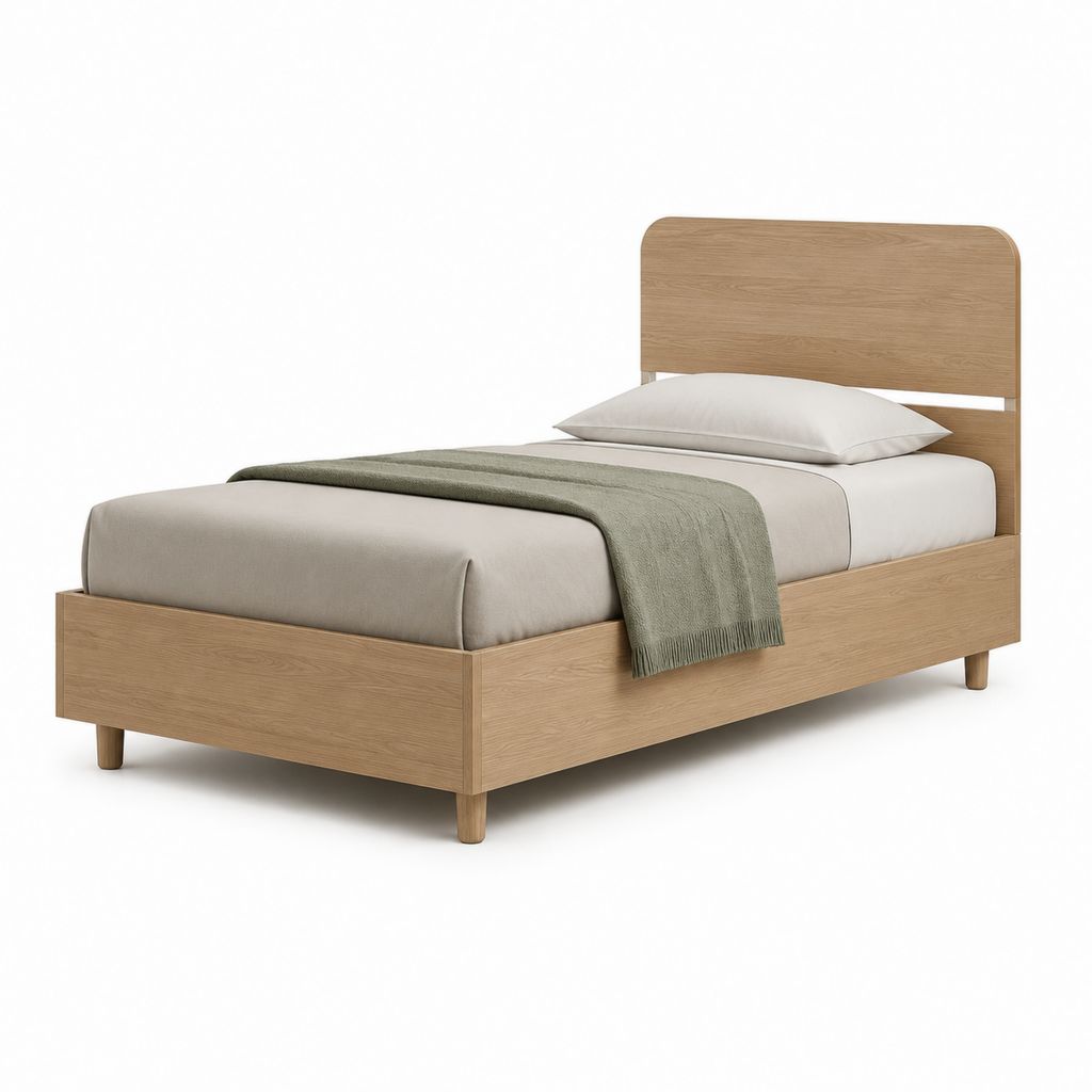 Einzelbett Bettgestell Eiche hell Spanplatte rechteckig Liegefläche 90 x 200 cm